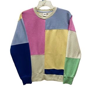 Retro Vans Color Block Pullover Sweater Sz S Skater Funky Eclectic Streetwear